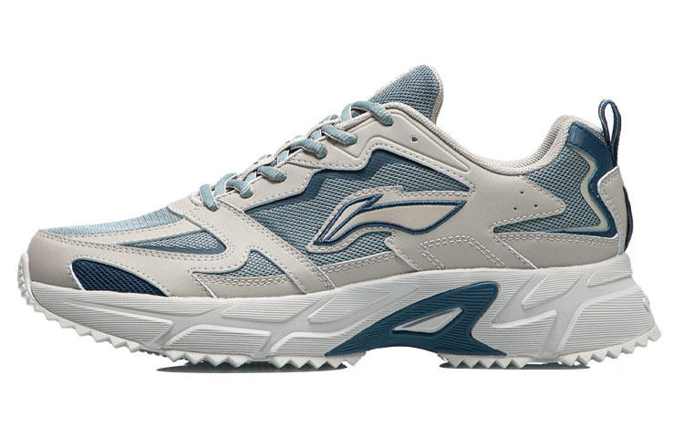 LiNing Slip Resistant, Abrasion Resistant, Breathable, Rebound Low Top Sprint Running Shoes Men's Gray Green