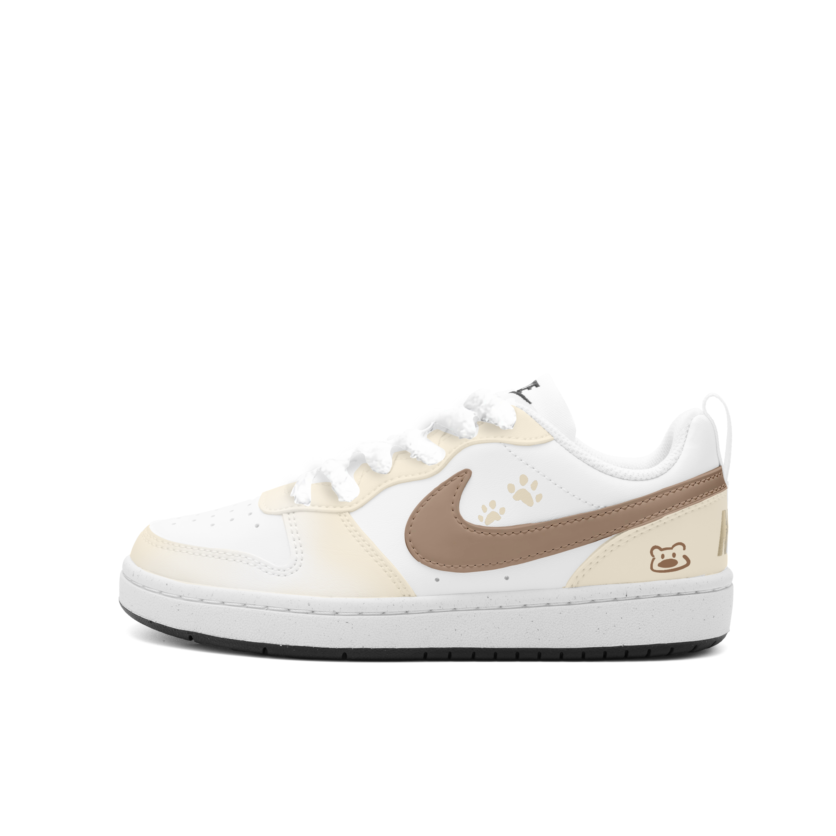 Nike Court Borough GS Slip Resistant Abrasion Resistant Low top Skateboard Shoes, Women's Women's White Brown GS