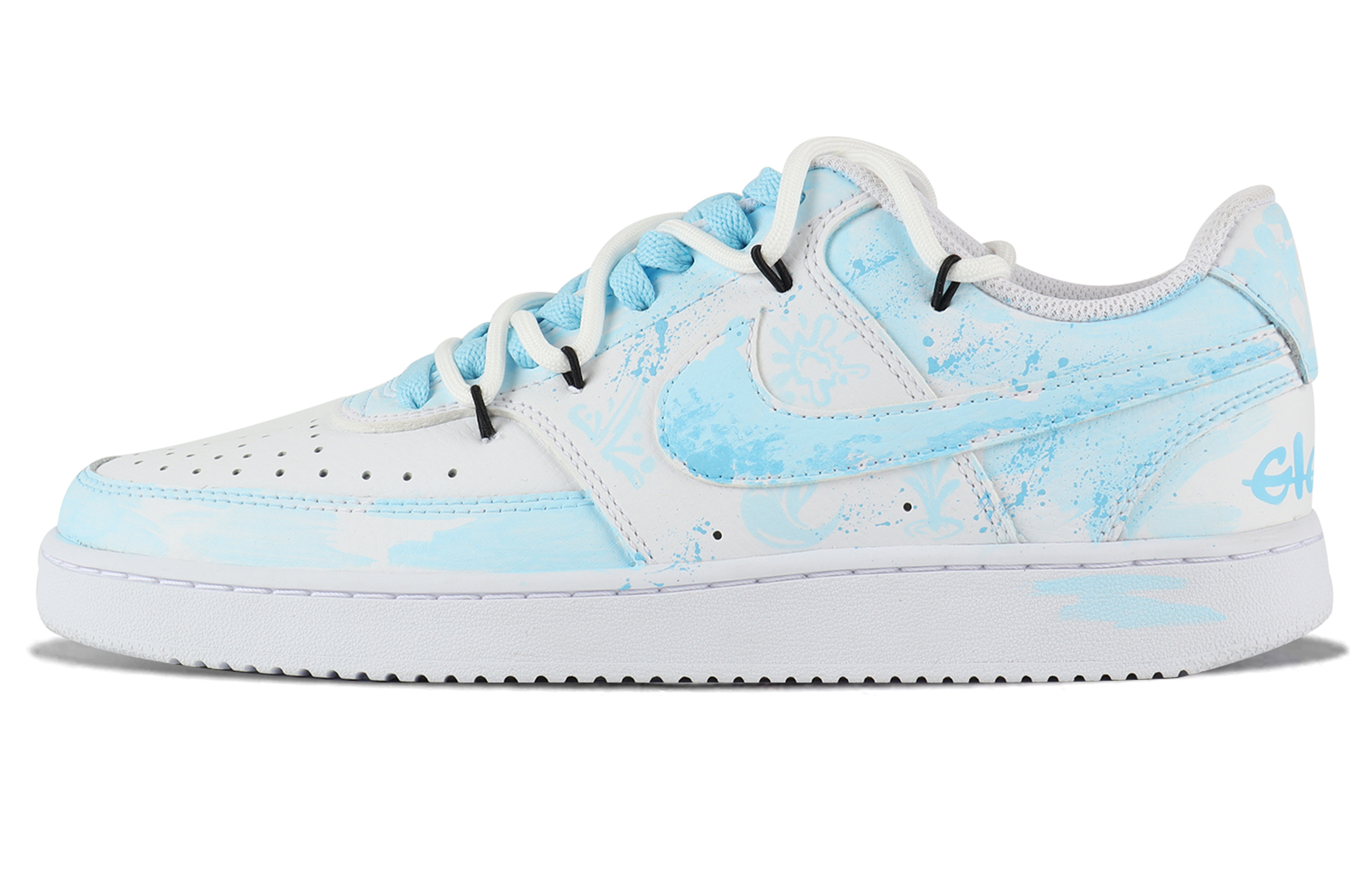 Nike Court Vision 1 Slip Resistant Low top Skateboard Shoes Women's White Blue