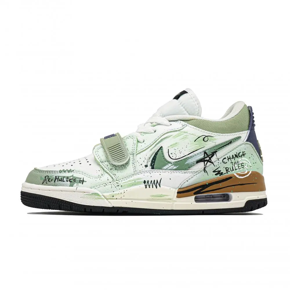 Jordan Legacy 312 Trendy Toy Party Abrasion Resistant Low Top Vintage Basketball Shoes Men's White Green