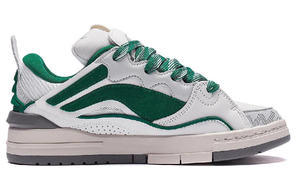 LiNing Wave Golden Anti-Slip Wear-Resistant Low-Top Skateboard Shoes Women's White Green