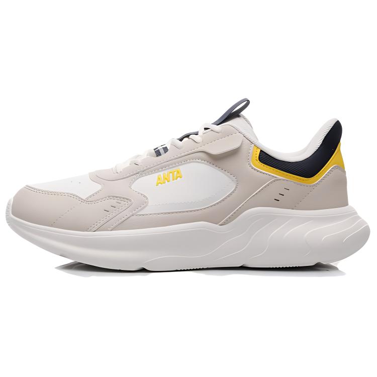 Anta Wear-Resistant Slip-Resistant Low-Top Casual Shoes Men's White Yellow