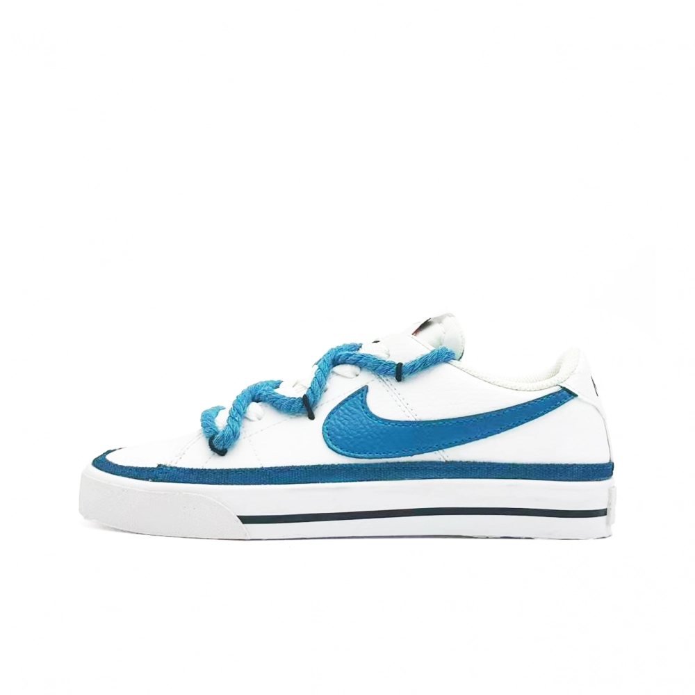 Nike Court Legacy White Wave Pursuing Blue Abrasion Resistant Slip Resistant Low top Skateboard Shoes Unisex Blue White