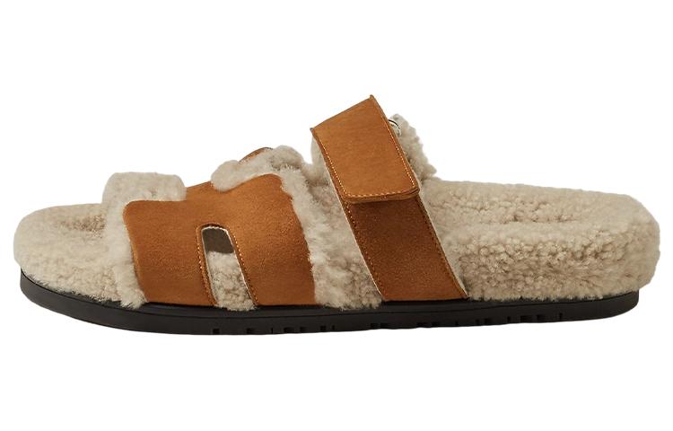 HERMES Chypre Slip Resistant Slide Slippers Women's Brown
