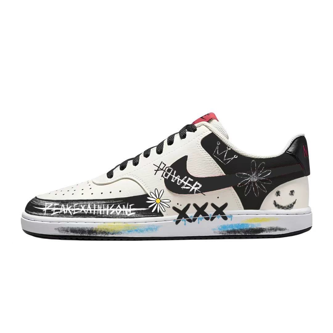 Nike Court Vision 1 Ultimate Self Abrasion Resistant Low top Skateboard Shoes Unisex Black White Blue