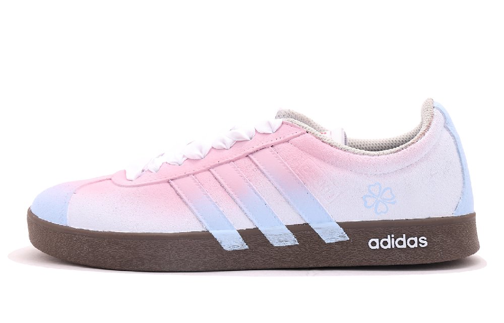 Adidas VL COURT 2.0 Abrasion Resistant Low Top Skateboard Shoes Unisex Pink Blue