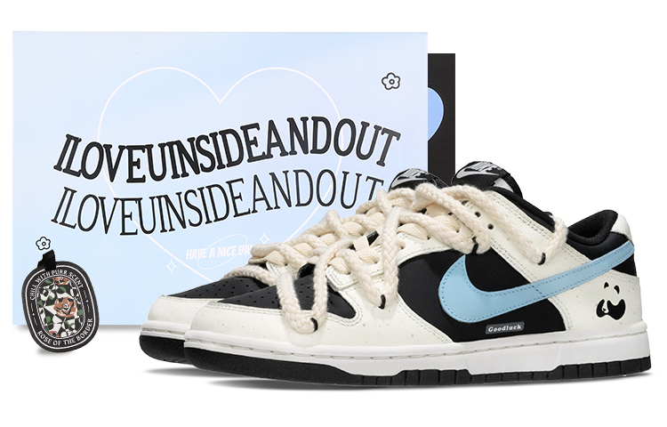 Nike Dunk Panda, Blueberry Low Top Skateboard Shoes Men's White Blue