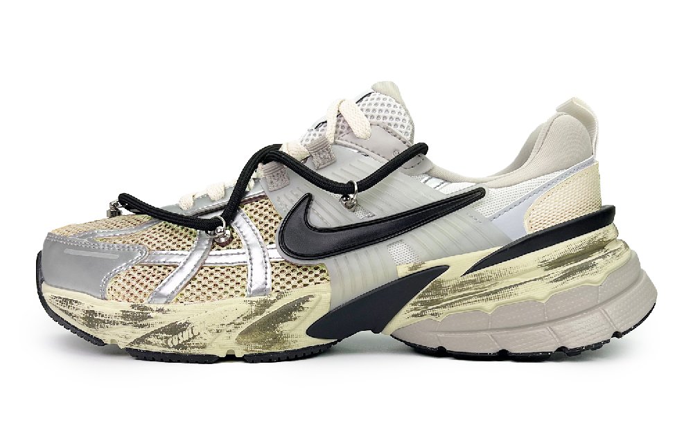Nike V2K Run Slip-Resistant Low-Top Running Shoes Unisex Green Silver