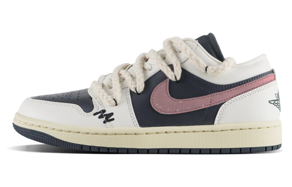 Jordan Air Jordan 1 Anti-Slip Wear-Resistant Low-Top Vintage Basketball Shoes Women's Black Pink
