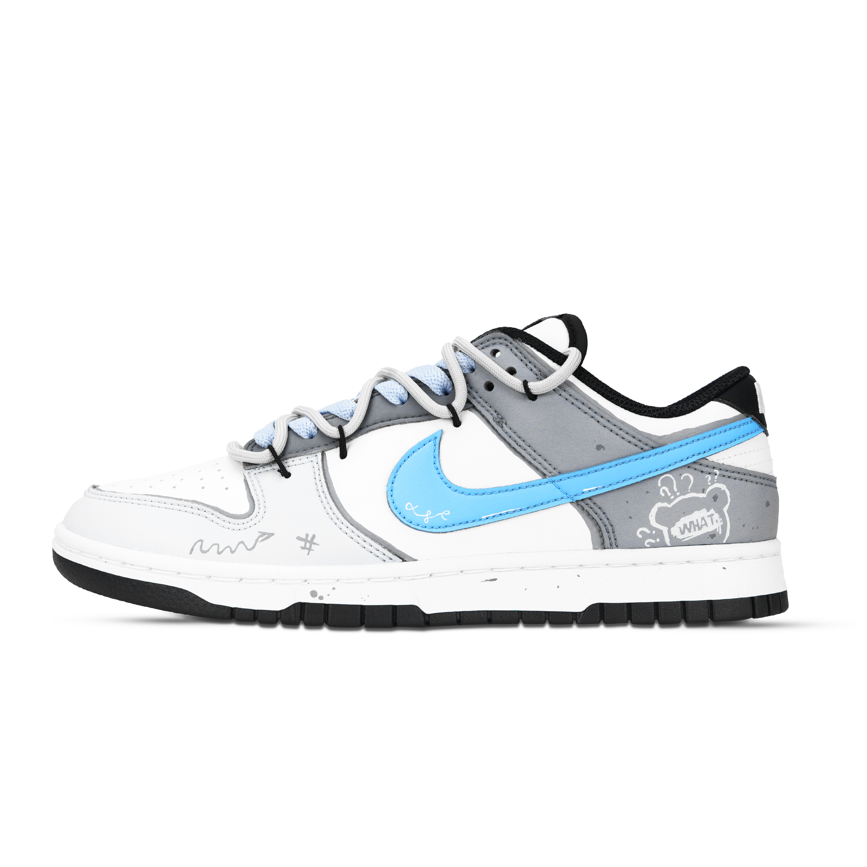 Nike Dunk 100,000 Whys Abrasion Resistant Low top Skateboard Shoes Unisex Blue Gray White