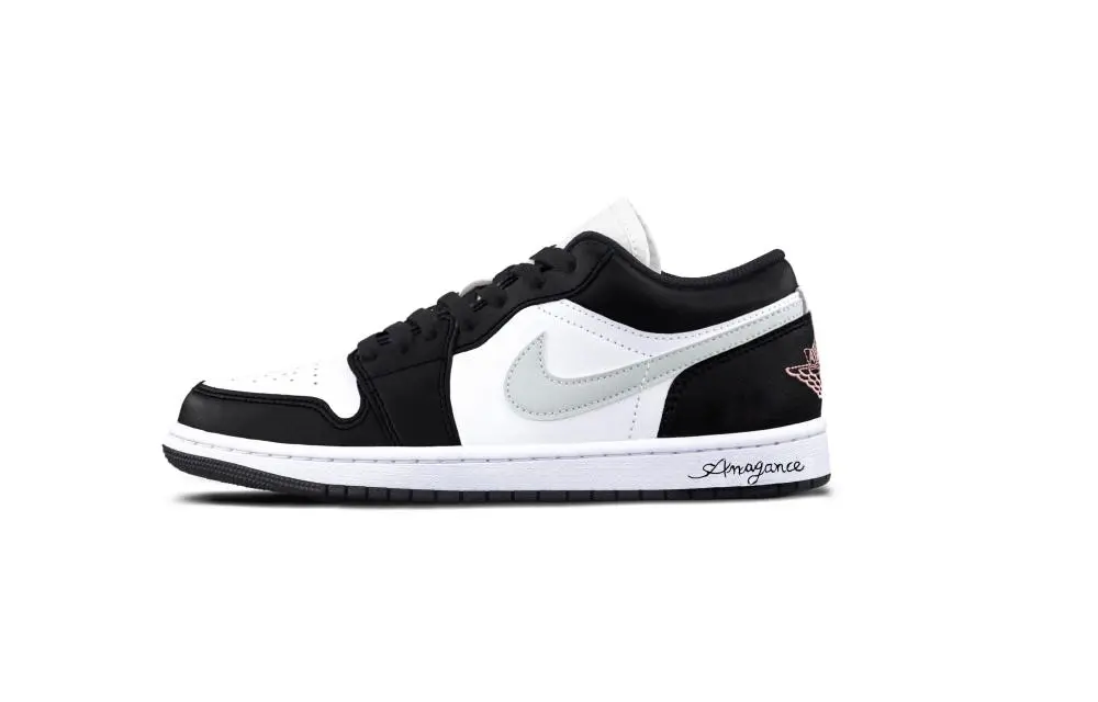 Jordan Air Jordan 1 Gray Toe Abrasion Resistant Low top Vintage Basketball Shoes Unisex Black Gray