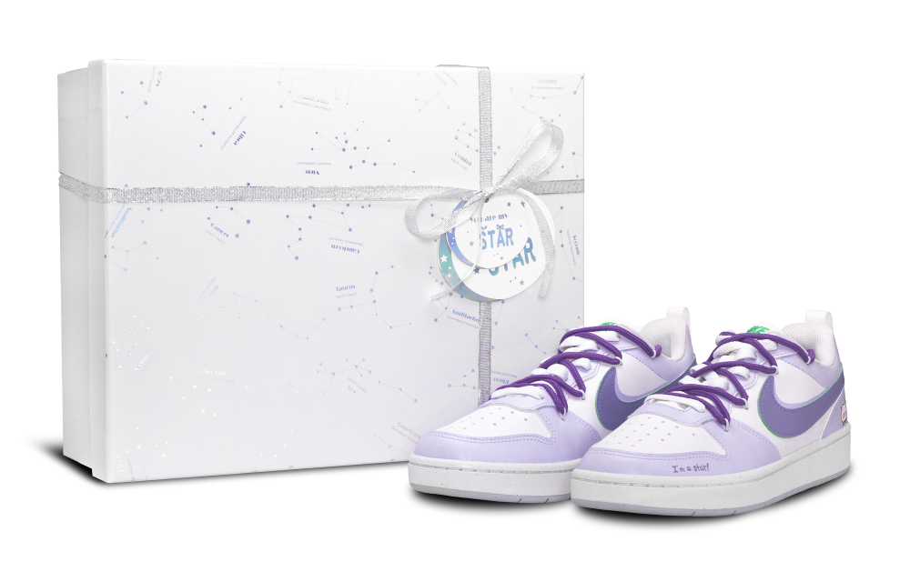 Nike Court Borough Anti-Slip Wear-Resistant Low-Top Skateboard Shoes GS Purple