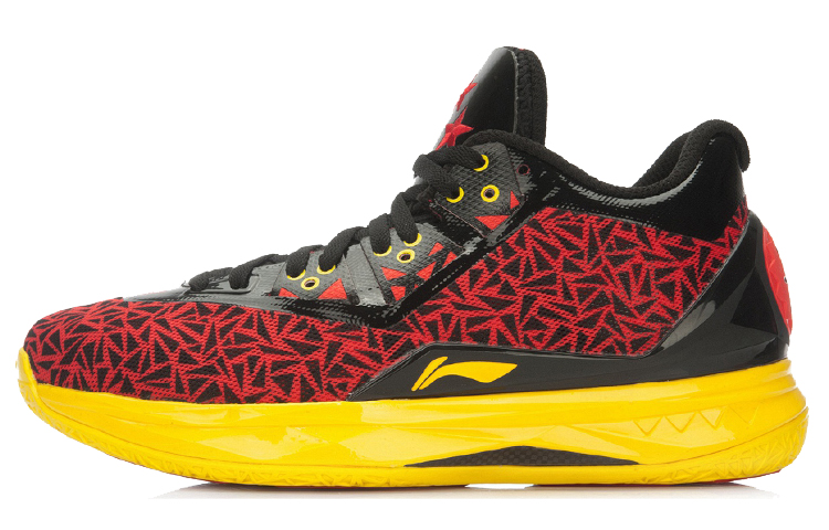 LINING WOW 4 Basketball Shoes Unisex Mid-Top Red/Black/Yellow