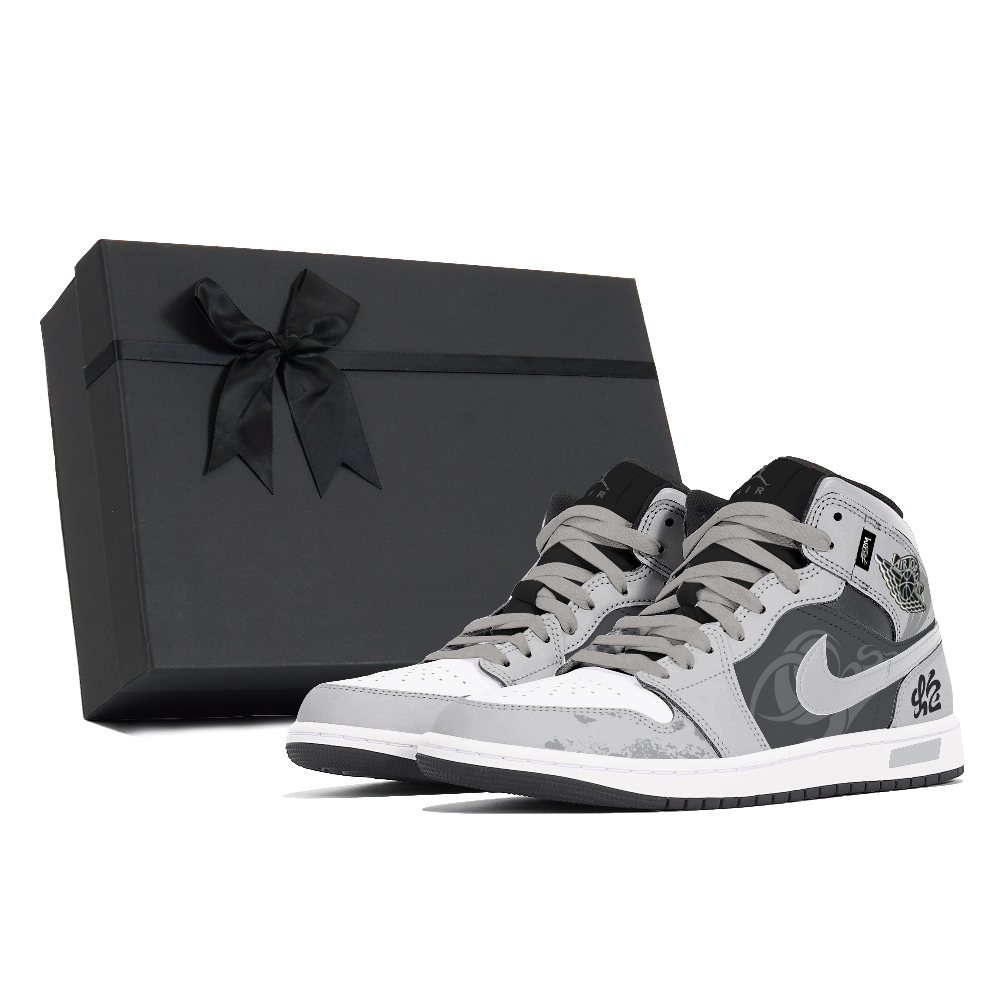 Jordan Air Jordan 1 Dust Serpent Box Abrasion Resistant Mid Top Vintage Basketball Shoes Men's Dark Gray