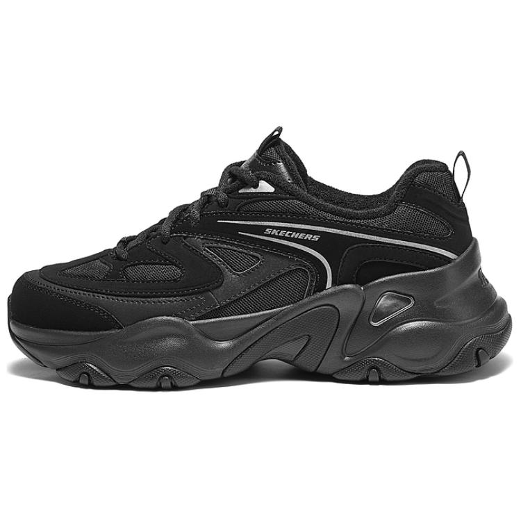 Skechers DLITES Anti-Slip Wear-Resistant Breathable Support Low-Top Chunky Sneakers Women's All Black