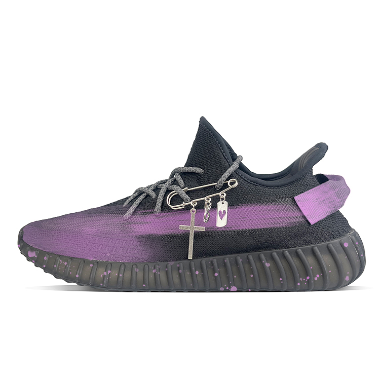 Adidas Originals Yeezy Boost 350 V2 Low-Top Casual Shoes Unisex Black Purple