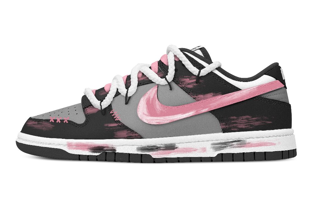 Nike Dunk Urban Chic Style Sweetheart Abrasion Resistant Low Top Skateboard Shoes Unisex Black Pink