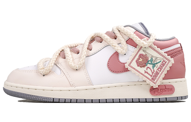 Jordan Air Jordan 1 Low Wear-Resistant Slip-Resistant Low-Top Vintage Basketball Shoes GS Light Pink