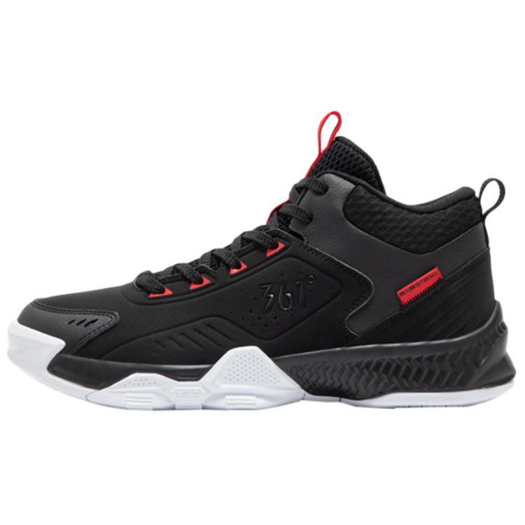 361° Anti-Slip Wear-Resistant Mid-Top Basketball Shoes Men's Black White