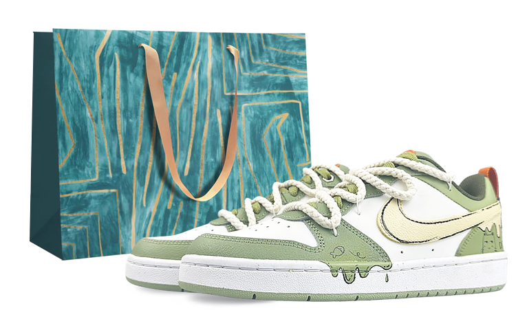 Nike Court Borough Slip-Resistant Cushioning Low-Top Skateboard Shoes Women's White Green