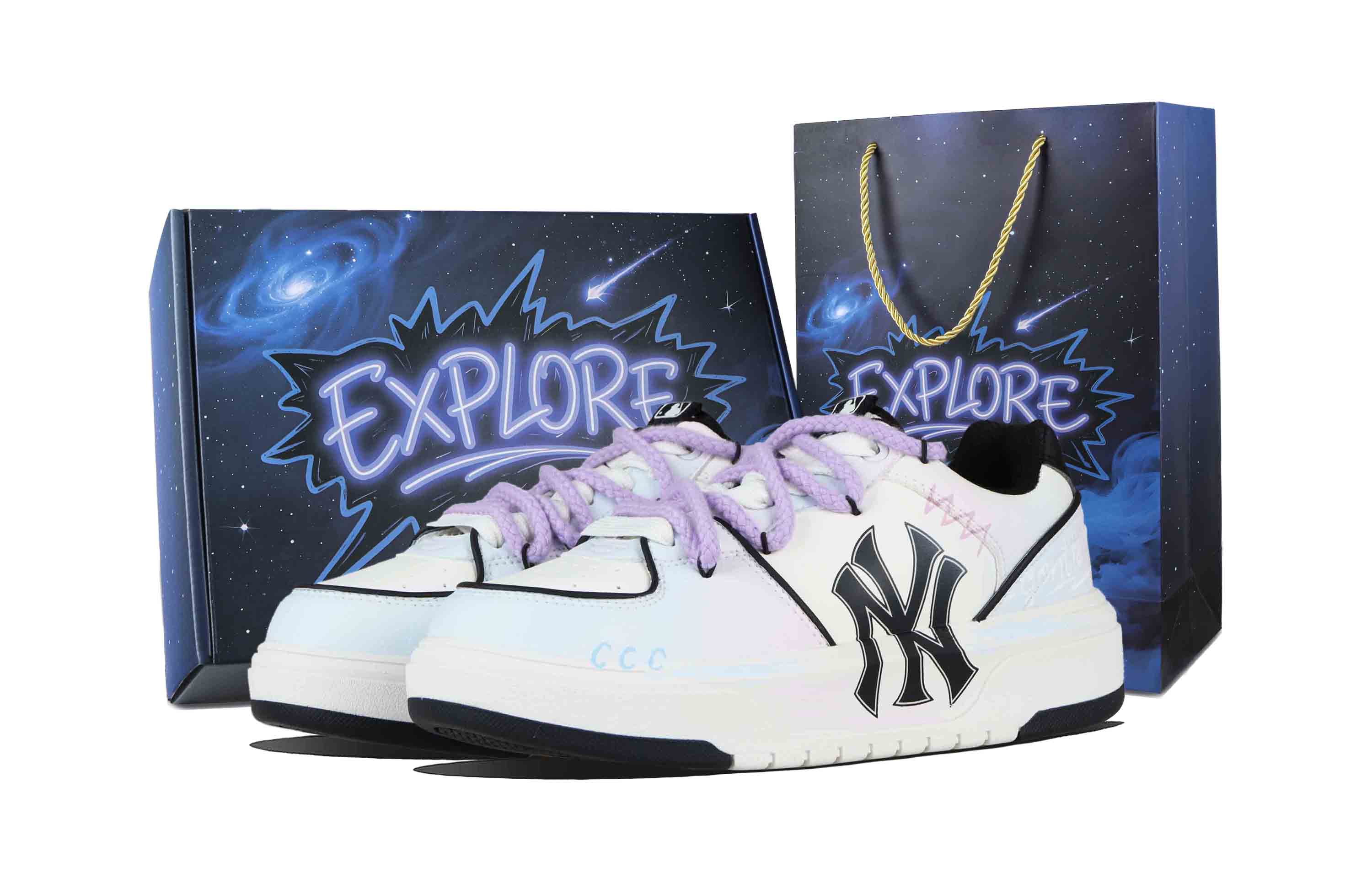 MLB Chunky Liner Misty Heartfelt Abrasion Resistant Low top Skateboard Shoes Unisex Blue Purple