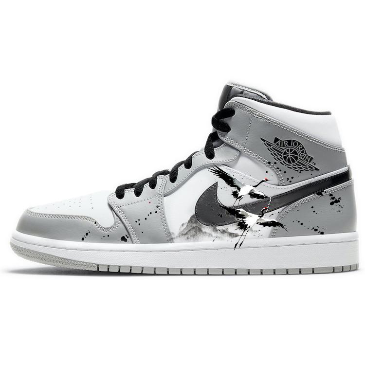 Jordan Air Jordan 1 Anti-Slip Wear-Resistant Mid-Top Vintage Basketball Shoes Men's Smoke Gray