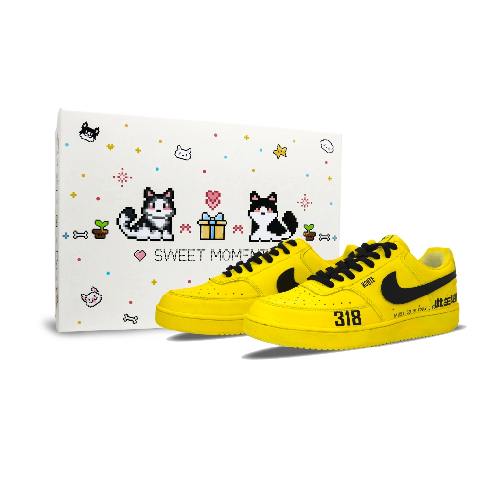 Nike Court Vision 1 Lightweight And Breathable Low top Skateboard Shoes Men's Yellow Black