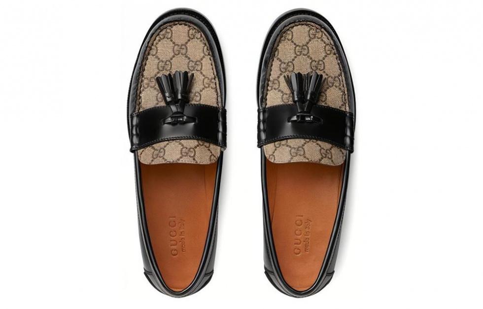 GUCCI Tassel Gg Canvas Loafers Black Ebony купить в интернет-магазине Yoocart с быстрой доставкой по России.