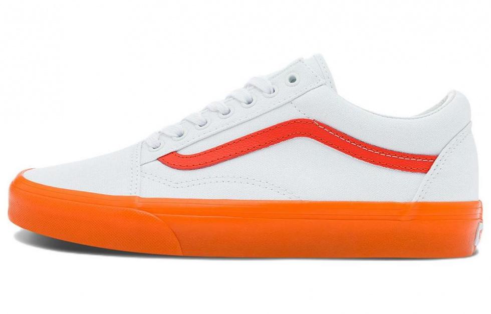 Vans Old Skool Casual Low Top Skate Shoes Small Orange Side Stripe Unisex 'White'