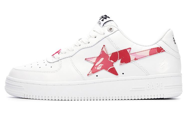 A BATHING APE ABC Camo BAPE STA Stylish Skateboarding Shoes Women's White/Pink Camouflage
