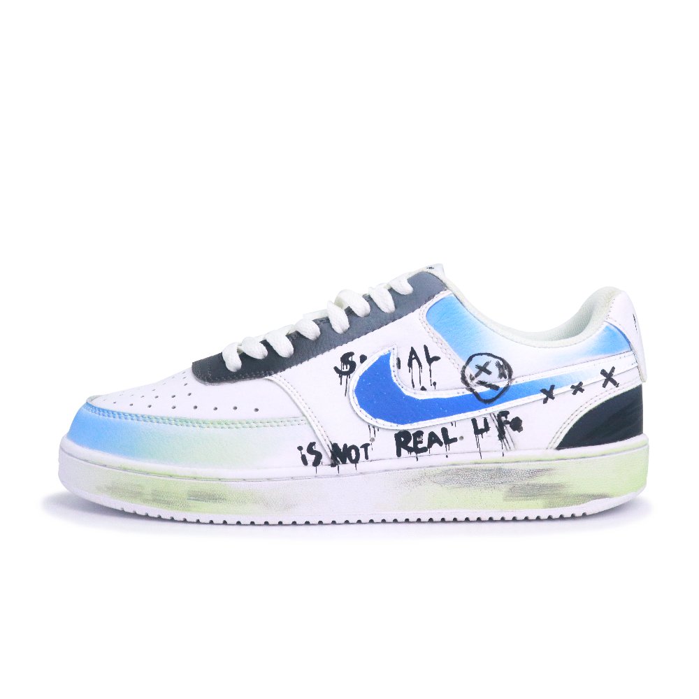 Nike Court Vision 1 Lightweight And Breathable Low-Top Skateboard Shoes Men's Blue White
