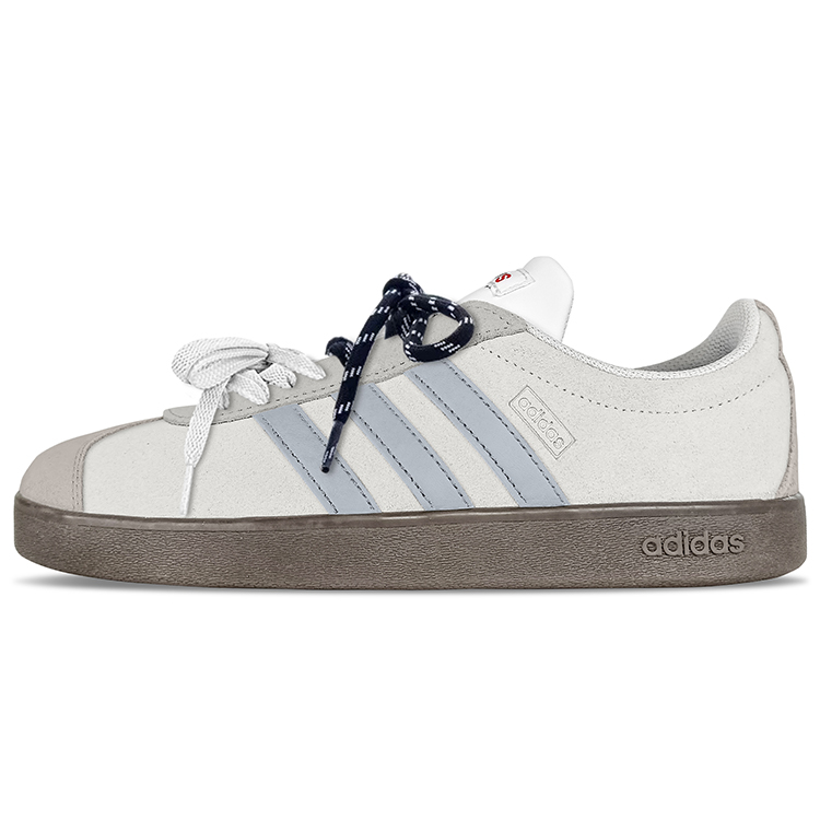 Adidas Neo Vl Court Classic Slip-Resistant Low-Top Skateboard Shoes Unisex Gray Blue