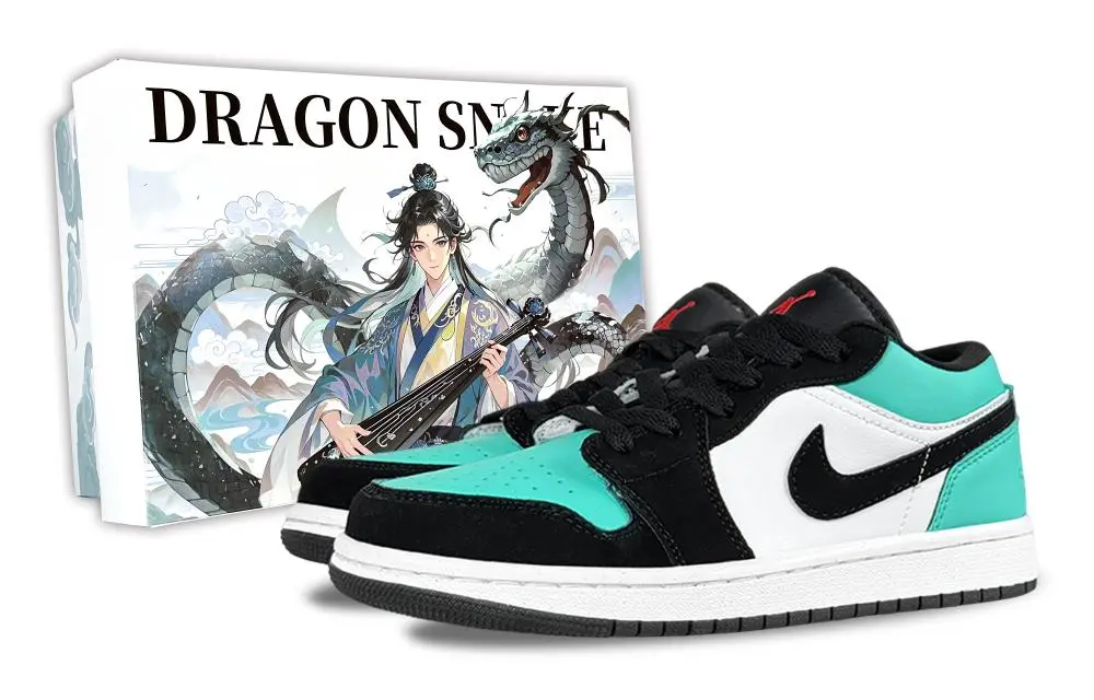 Jordan Air Jordan 1 Tiffany Abrasion Resistant Breathable Low top Vintage Basketball Shoes Unisex Black Green