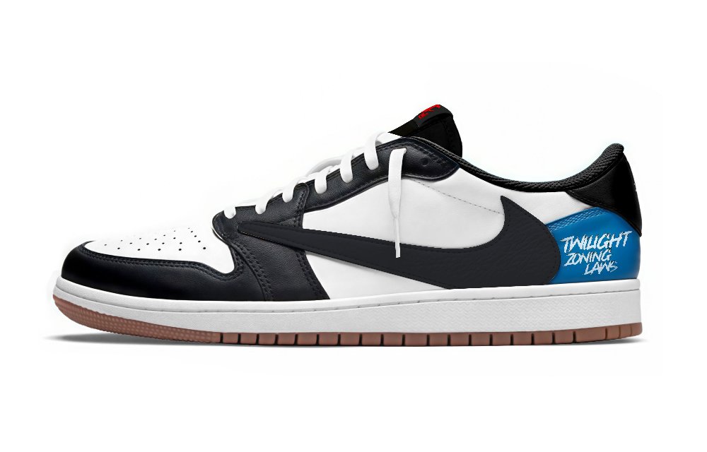 Travis Scott x Jordan Air Jordan 1 Abrasion Resistant Low top Vintage Basketball Shoes Unisex Blue