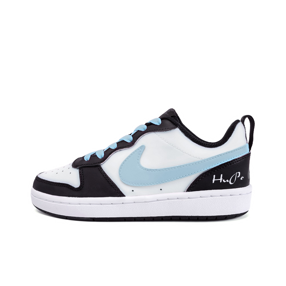 Nike Court Borough Virgo, Amber Non slip Lightweight Low Top Skateboard Shoes GS Black White Blue