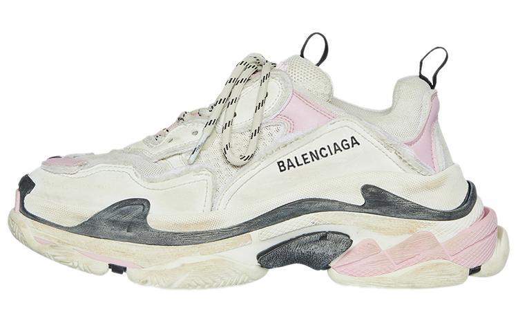Balenciaga Triple S White Pink Pre Distressed Women's