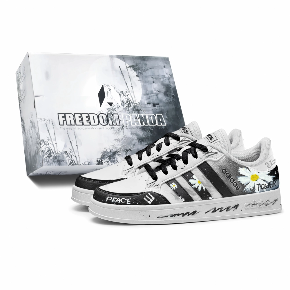 Adidas Neo Breaknet Free Panda, Small Daisy Cushioning Low top Skateboard Shoes Unisex Black Gray
