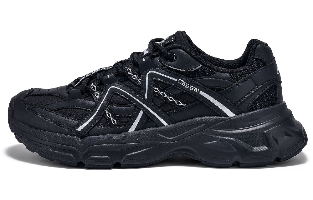 Kappa Anti Slip Wear Resistant Low Top Chunky Sneakers Unisex Black