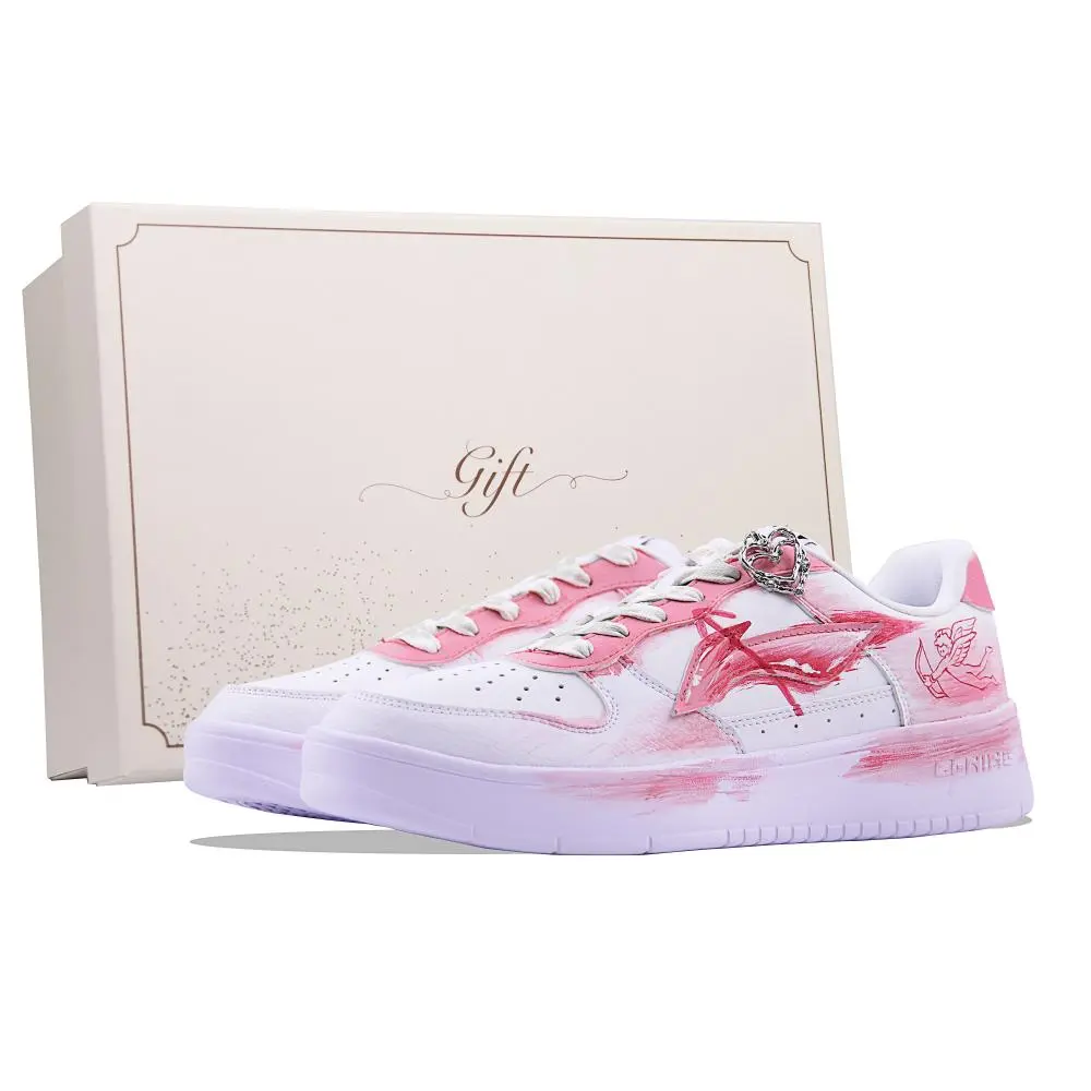 LiNing Pontoon Boats Abrasion Resistant Breathable Low top Skateboard Shoes Women's Rose Red