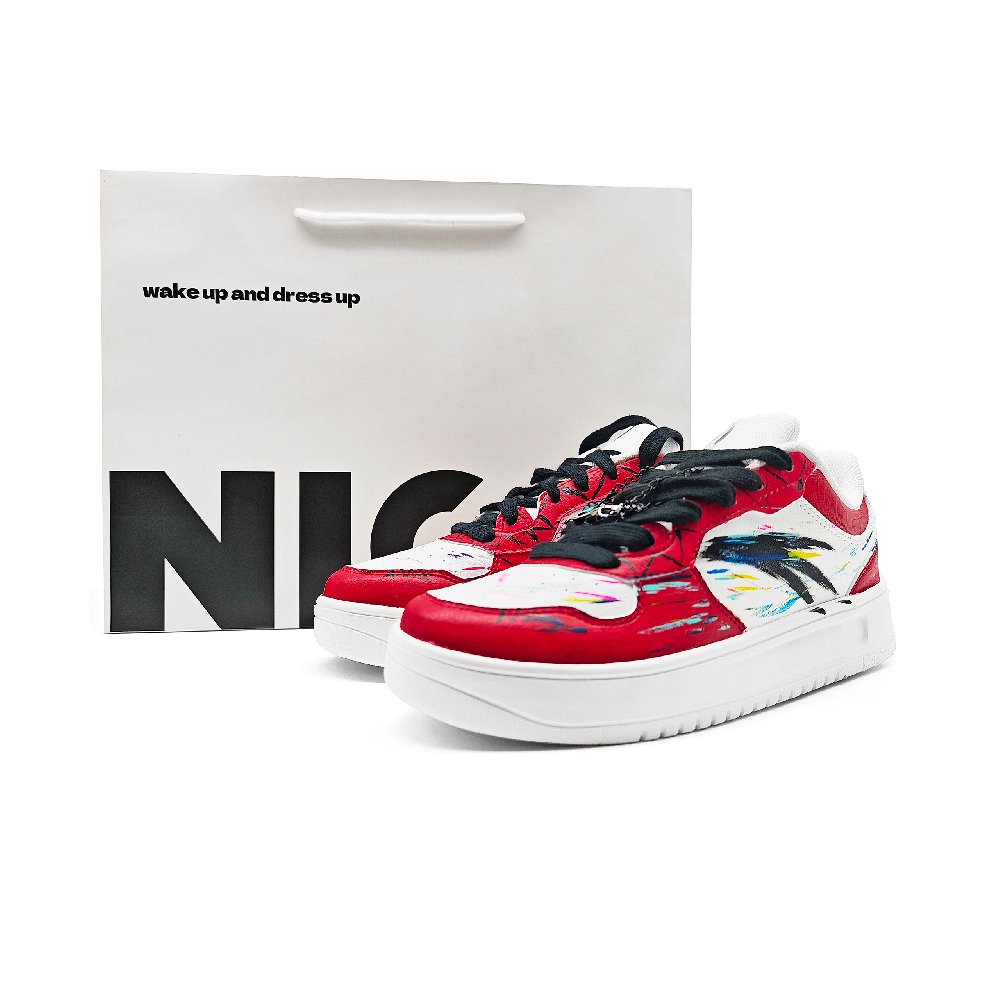 Anta Relaxed Abrasion Resistant Slip Resistant Low Top Skateboard Shoes Unisex Red White