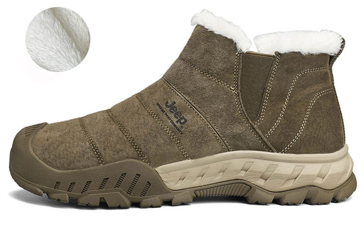 Jeep Warm And Wear-Resistant Short Outdoor Shoes Men's Khaki