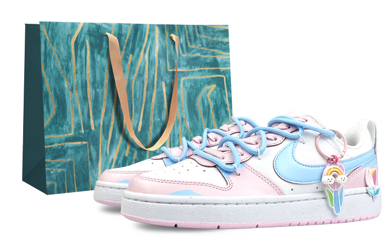 Nike Court Borough Anti-Slip Wear-Resistant Low-Top Skateboard Shoes GS Pink White