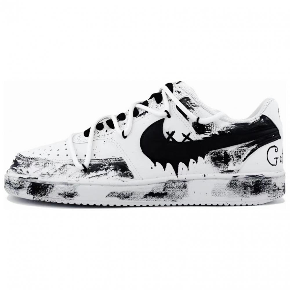 Nike Court Vision 1 Devil's Land Slip Resistant Cushioning Low Top Skateboard Shoes Men's Black White