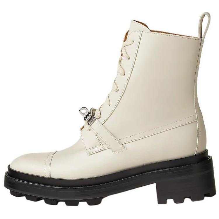 HERMES Funk Ankle Boots 5cm Women's White