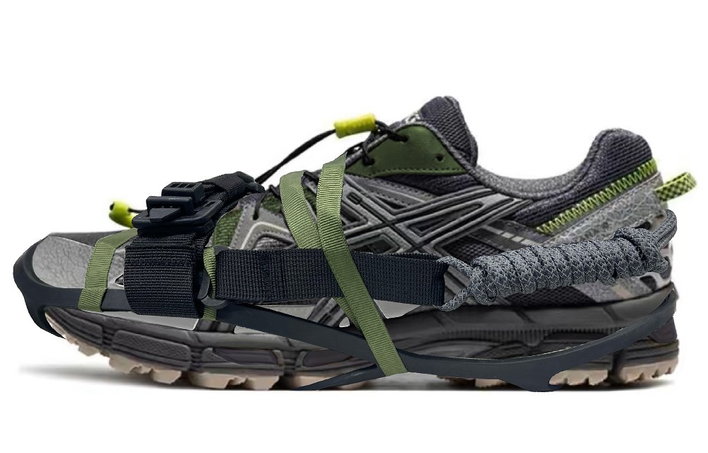 Asics Gel Kahana 8 Slip Resistant Low Top Trail Running Shoes Men's Black Gray Green