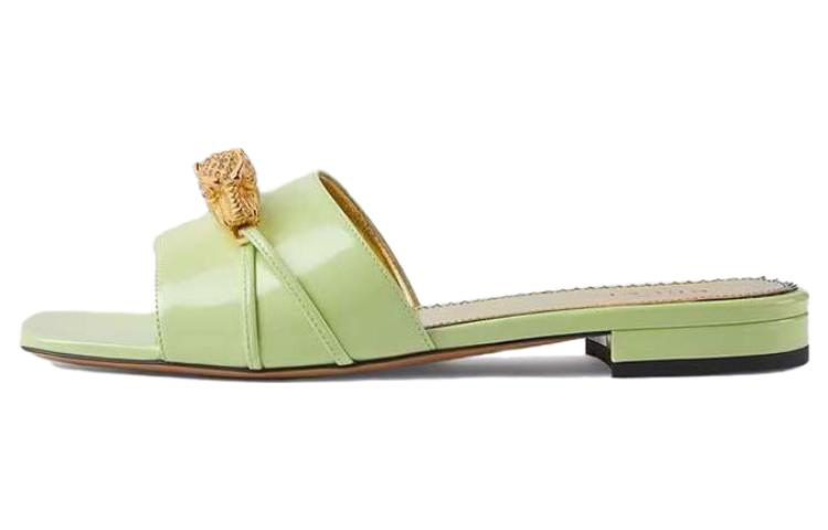 GUCCI Genuine Leather Sole Slide Slippers Women's Green
