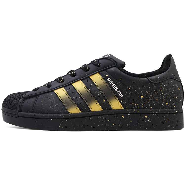 Adidas Originals Superstar 2 Abrasion Resistant Low Top Skateboard Shoes Unisex Black Gold