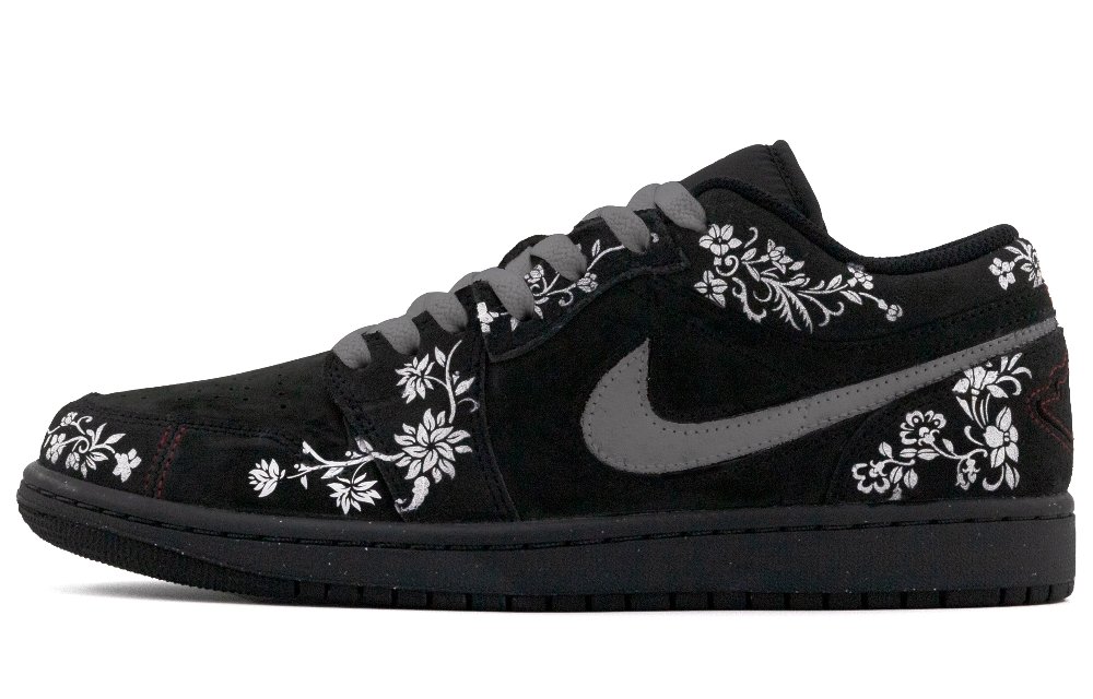 Jordan Air Jordan 1 Anti-Slip Wear-Resistant Low-Top Vintage Basketball Shoes Men's Black White Gray