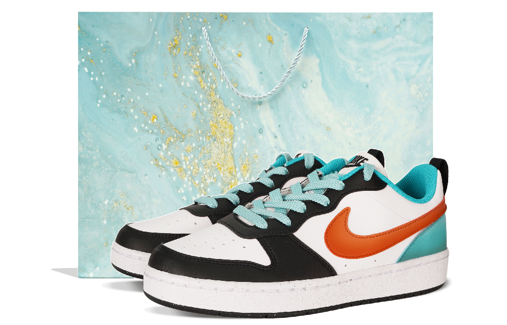 Nike Court Borough Low Top Skateboard Shoes GS Green Orange