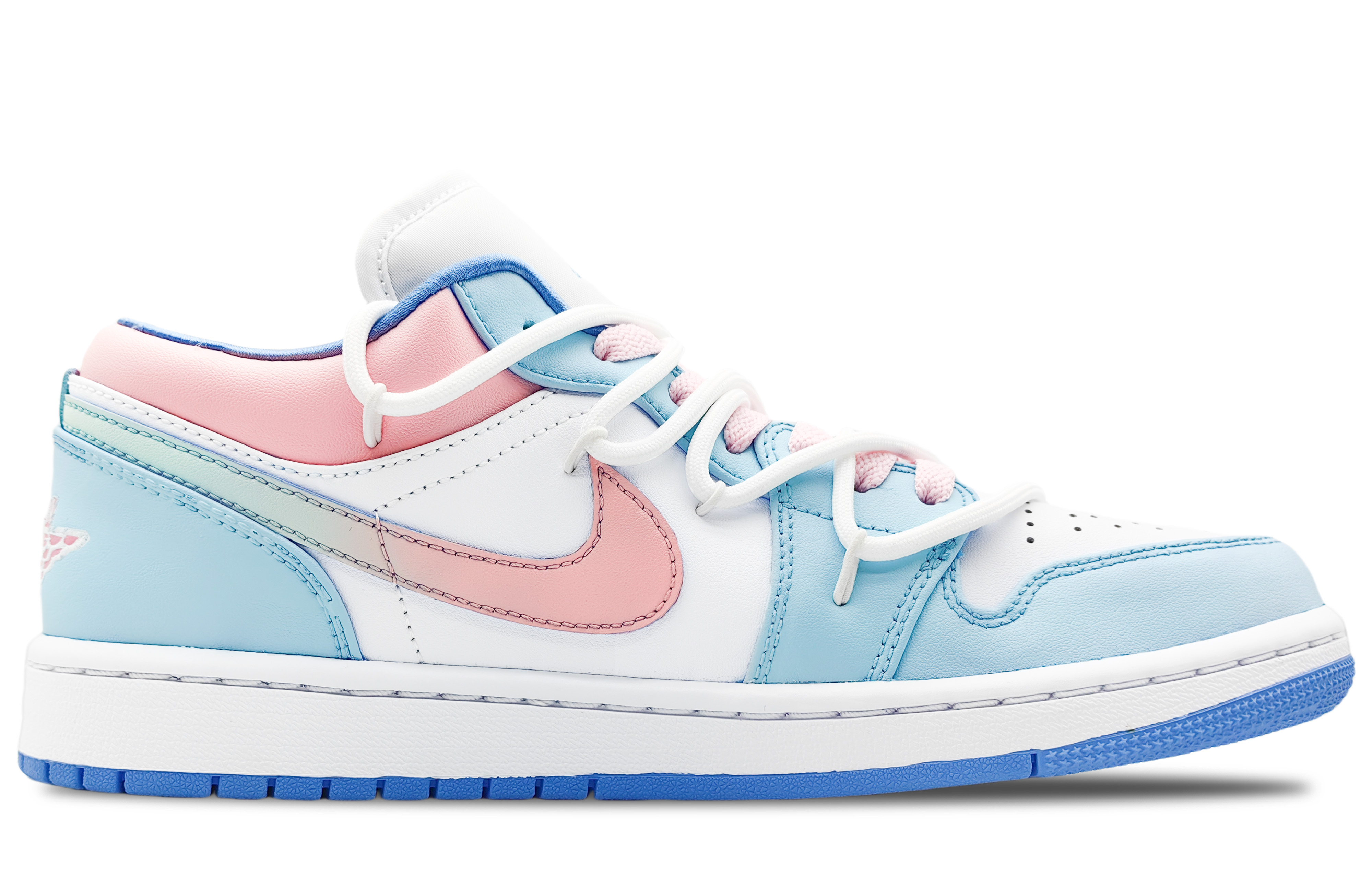 Jordan Air Jordan 1 Cushioning Anti-Slip And Wear-Resistant Low-Top Vintage Basketball Shoes Women's White Blue купить в интернет-магазине Yoocart с быстрой доставкой по России.